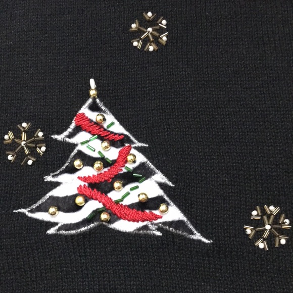 Animal Print Xmas Tree Beaded Knit Cardigan S|M - Picture 3 of 7